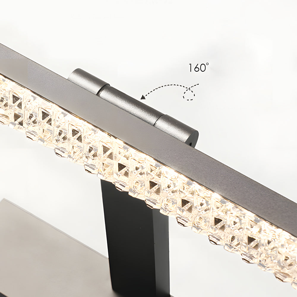 Modern 160 Degree Rotating LED Bathroom Vanity Light with Crystal Effect Acrylic Shade and Color Dimming