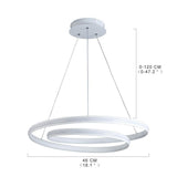 Modern 18 Inch White Spiral LED Pendant Light Dimmable Adjustable Hanging Ceiling Fixture