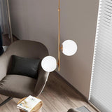 Modern 2 Light Ball Glass LED Pendant Light Adjustable Electroplated Metal Hanging Fixture