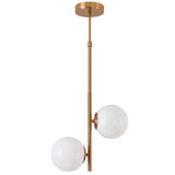 Modern 2 Light Ball Glass LED Pendant Light Adjustable Electroplated Metal Hanging Fixture