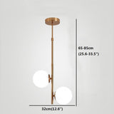 Modern 2 Light Ball Glass LED Pendant Light Adjustable Electroplated Metal Hanging Fixture