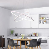 Modern 2 Ring LED Chandelier Geometric Pendant Light with Adjustable Height for Dining Room