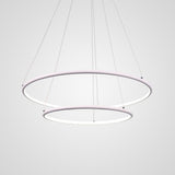 Modern 2 Ring LED Chandelier Geometric Pendant Light with Adjustable Height for Dining Room