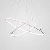 Modern 2 Ring LED Chandelier Geometric Pendant Light with Adjustable Height for Dining Room