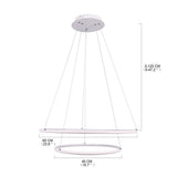 Modern 2 Ring LED Chandelier Geometric Pendant Light with Adjustable Height for Dining Room