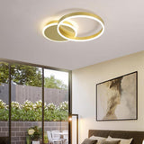 Modern 2 Ring LED Dimmable Flush Mount Ceiling Light Fixture for Living Room and Bedroom