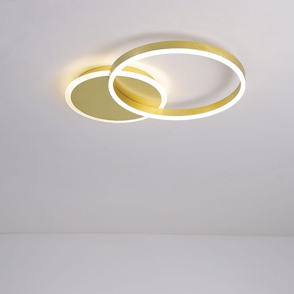 Modern 2 Ring LED Dimmable Flush Mount Ceiling Light Fixture for Living Room and Bedroom