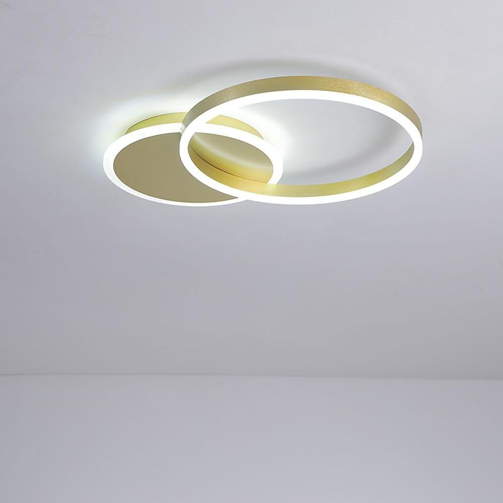 Modern 2 Ring LED Dimmable Flush Mount Ceiling Light Fixture for Living Room and Bedroom