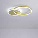 Modern 2 Ring LED Dimmable Flush Mount Ceiling Light Fixture for Living Room and Bedroom