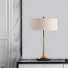 Modern 21.7 Inch Metal Table Lamp in Espresso Bronze and Gold Brass with Fabric Shade