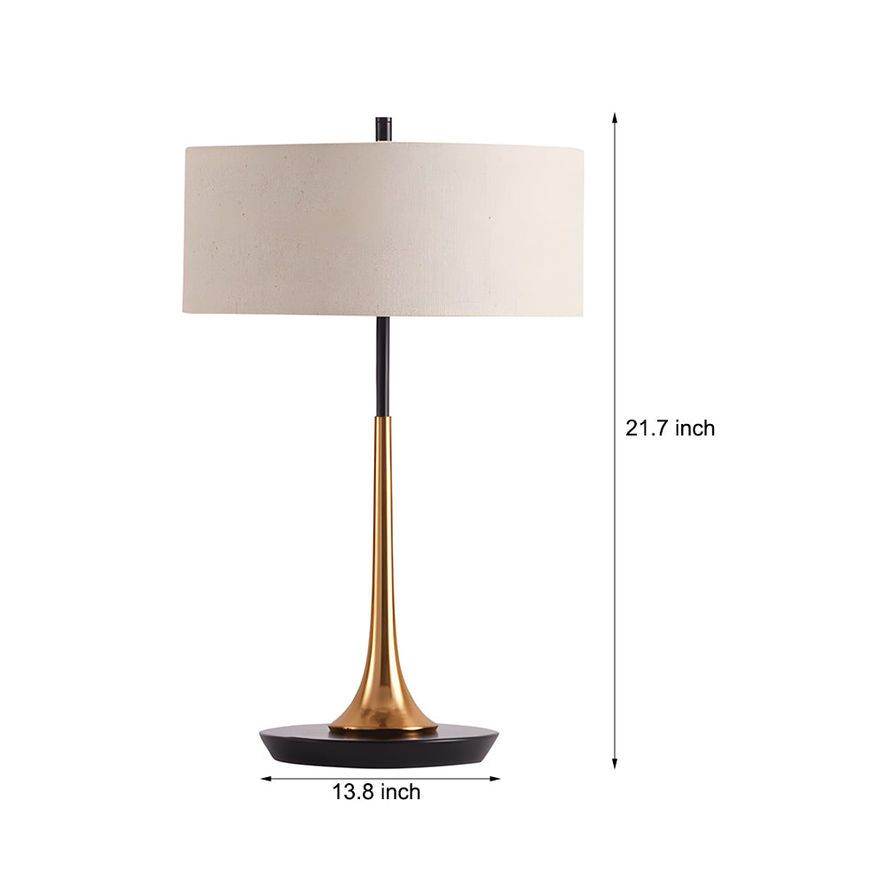 Modern 21.7 Inch Metal Table Lamp in Espresso Bronze and Gold Brass with Fabric Shade