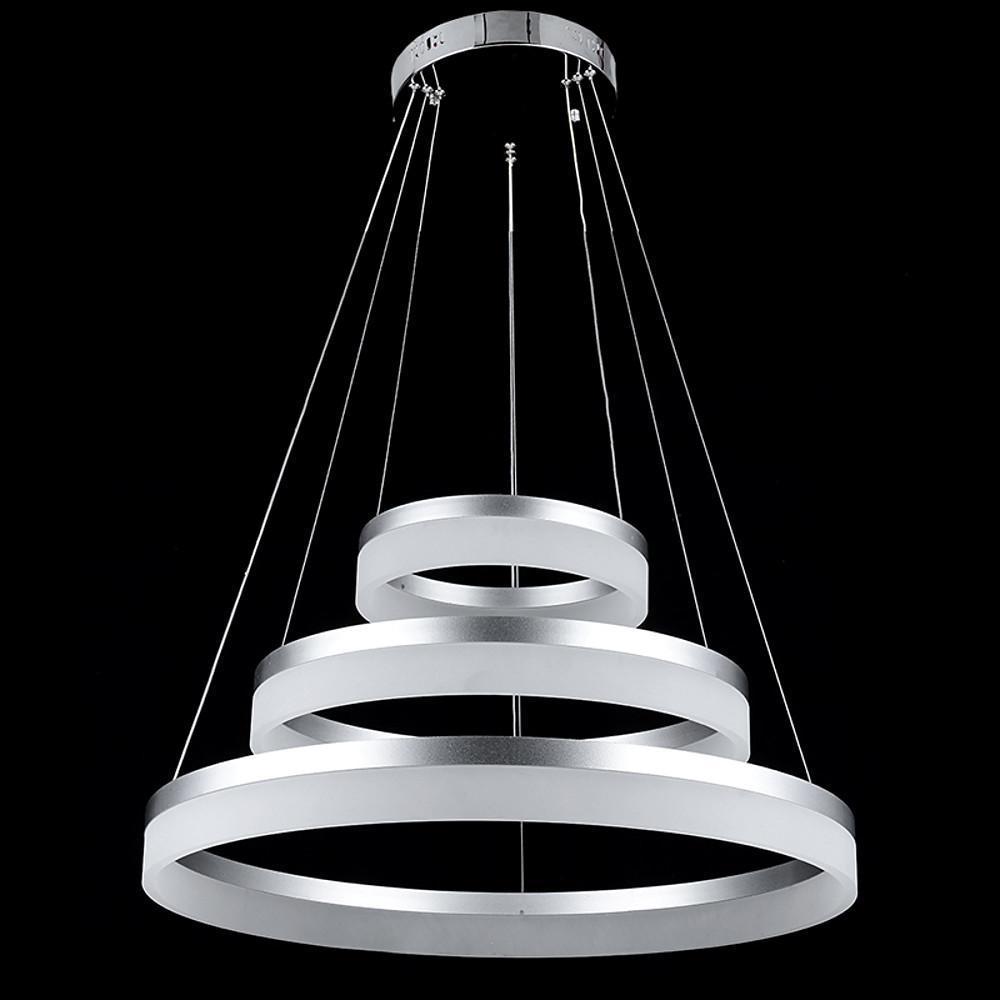 Modern 24 Inch 3 Ring LED Pendant Light Adjustable Metal and Acrylic Chandelier