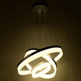 Modern 24 Inch 3 Ring LED Pendant Light Adjustable Metal and Acrylic Chandelier
