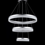 Modern 24 Inch 3 Ring LED Pendant Light Adjustable Metal and Acrylic Chandelier