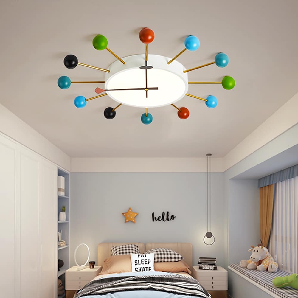 Modern 24 Inch Colorful Ball Geometric LED Flush Mount Ceiling Light Fixture