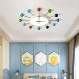 Modern 24 Inch Colorful Ball Geometric LED Flush Mount Ceiling Light Fixture