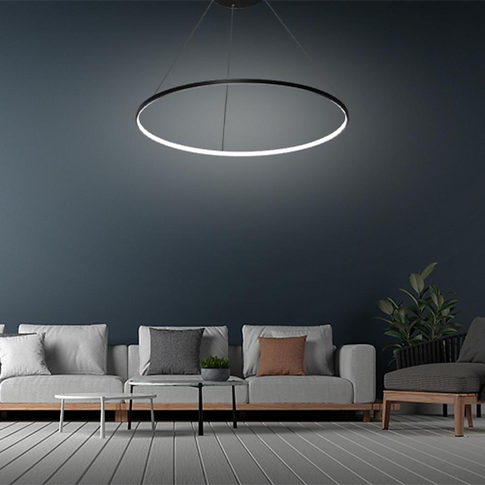 Modern 24 Inch LED Ring Pendant Light with Acrylic Opal Shade for Living Room