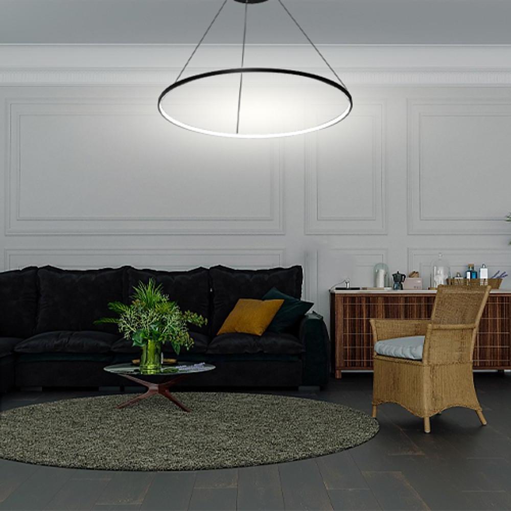 Modern 24 Inch LED Ring Pendant Light with Acrylic Opal Shade for Living Room