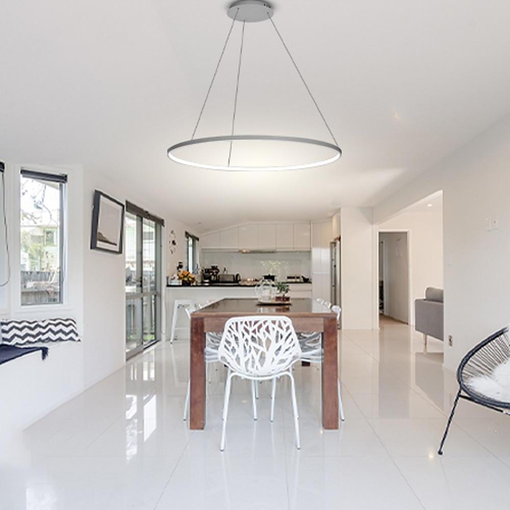 Modern 24 Inch LED Ring Pendant Light with Acrylic Opal Shade for Living Room
