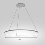 Modern 24 Inch LED Ring Pendant Light with Acrylic Opal Shade for Living Room