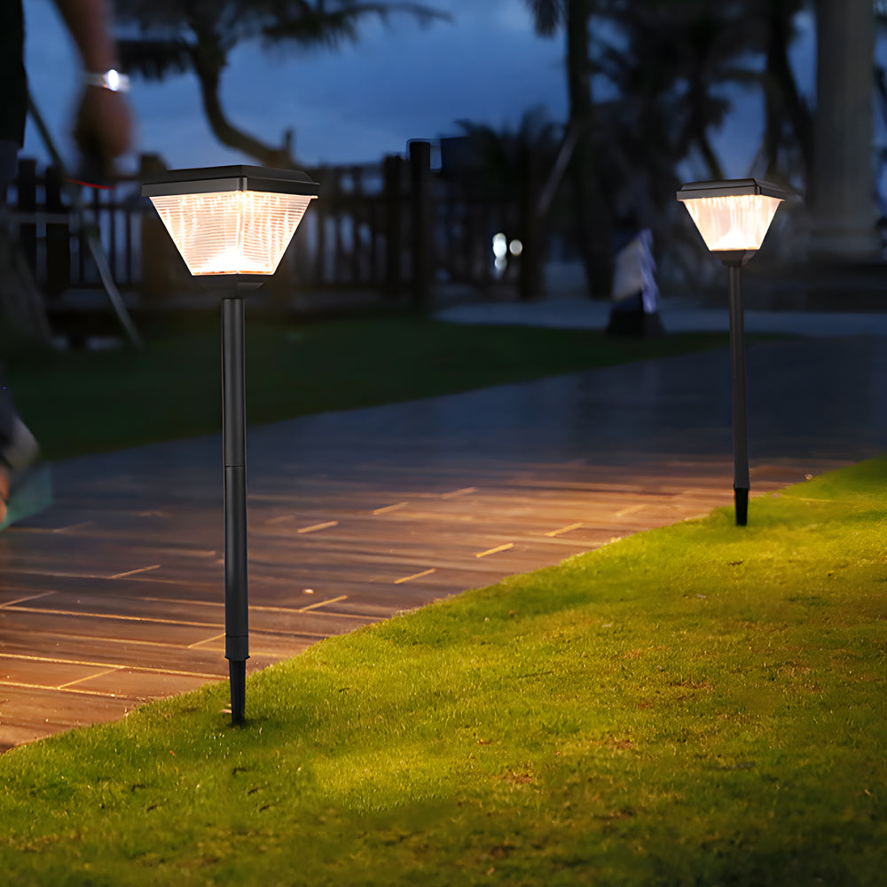 Modern 27.6 Inch Solar Powered Outdoor Landscape Pathway Light in Black for Garden Walkways