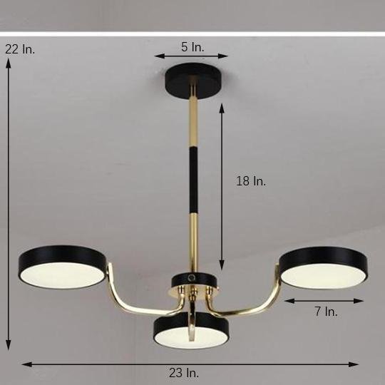 Modern 3 Light Circular LED Chandelier for Kitchen Island and Contemporary Dining Room