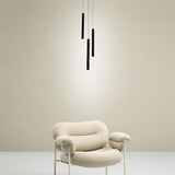 Modern 3 Light LED Kitchen Island Pendant Lighting with Adjustable Cord in Black and White Aluminum