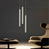 Modern 3 Light LED Kitchen Island Pendant Lighting with Adjustable Cord in Black and White Aluminum