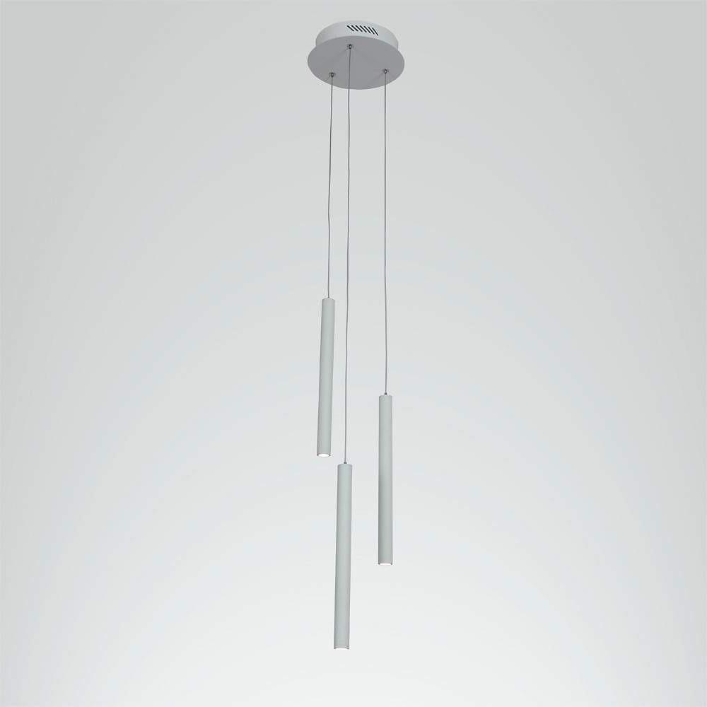 Modern 3 Light LED Kitchen Island Pendant Lighting with Adjustable Cord in Black and White Aluminum