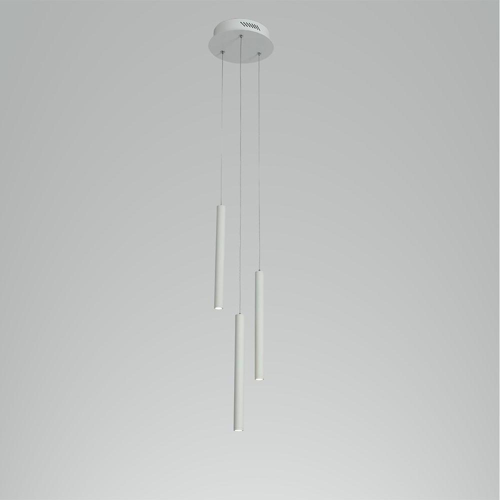 Modern 3 Light LED Kitchen Island Pendant Lighting with Adjustable Cord in Black and White Aluminum
