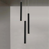 Modern 3 Light LED Kitchen Island Pendant Lighting with Adjustable Cord in Black and White Aluminum