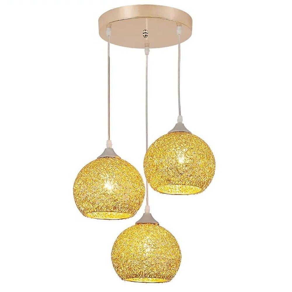 Modern 3 Light Metal Cluster Bar Pendant Light with Adjustable LED Hanging Fixture for Dining Room