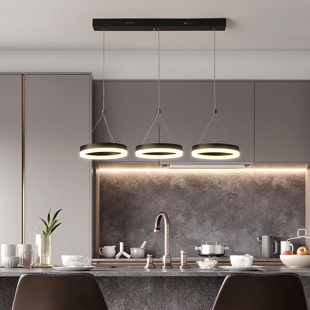 Modern 3 Ring Dimmable LED Chandelier Adjustable Circle Pendant Light for Dining Room