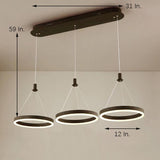 Modern 3 Ring Dimmable LED Chandelier Adjustable Pendant Light for Living Room and Dining Area