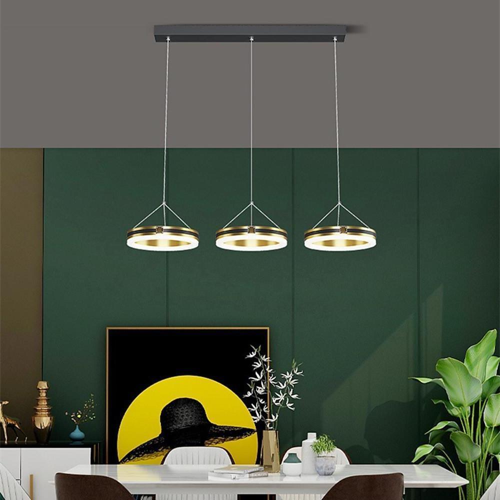 Modern 3 Ring Dimmable LED Chandelier Circular Pendant Light for Dining and Living Room