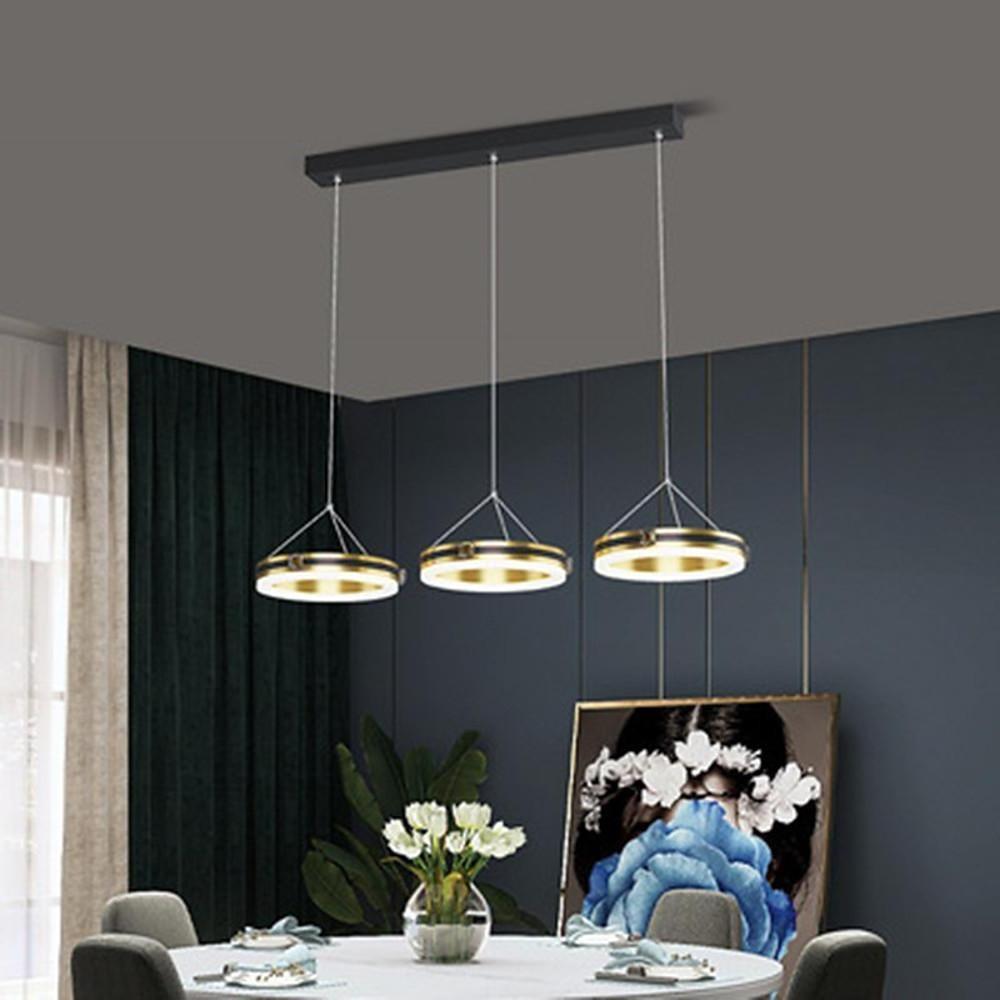 Modern 3 Ring Dimmable LED Chandelier Circular Pendant Light for Dining and Living Room