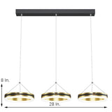 Modern 3 Ring Dimmable LED Chandelier Circular Pendant Light for Dining and Living Room