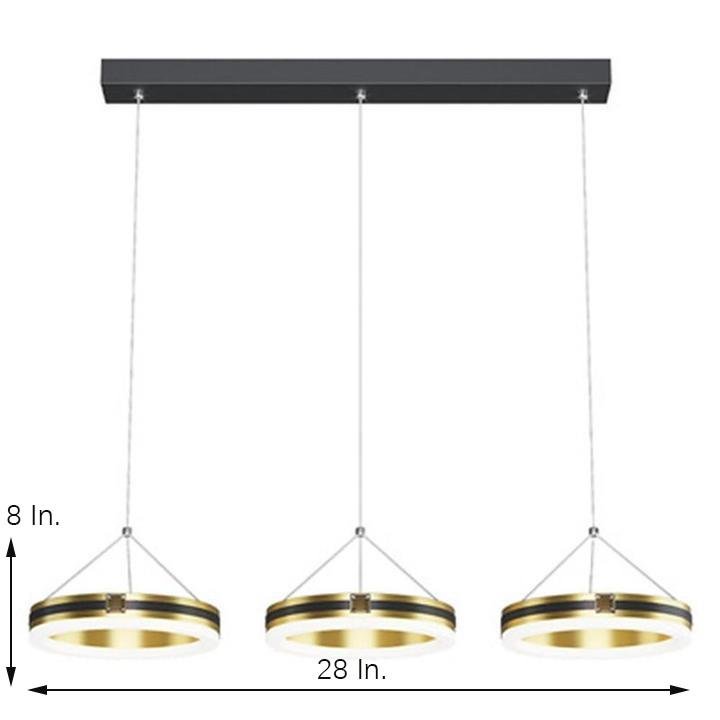 Modern 3 Ring Dimmable LED Chandelier Circular Pendant Light for Dining and Living Room