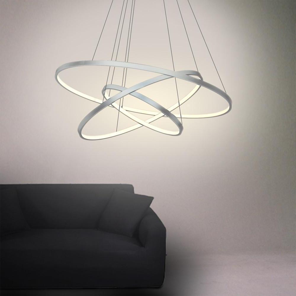 Modern 3 Ring Interweaved Circle LED Pendant Chandelier Adjustable Acrylic Hanging Light Fixture