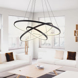 Modern 3 Ring Interweaved Circle LED Pendant Chandelier Adjustable Acrylic Hanging Light Fixture