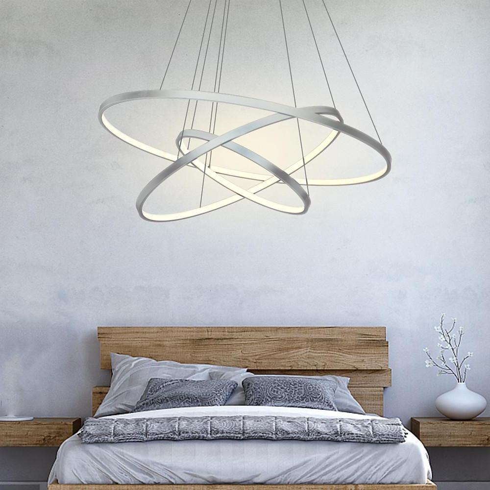 Modern 3 Ring Interweaved Circle LED Pendant Chandelier Adjustable Acrylic Hanging Light Fixture