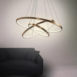 Modern 3 Ring Interweaved Circle LED Pendant Chandelier Adjustable Acrylic Hanging Light Fixture