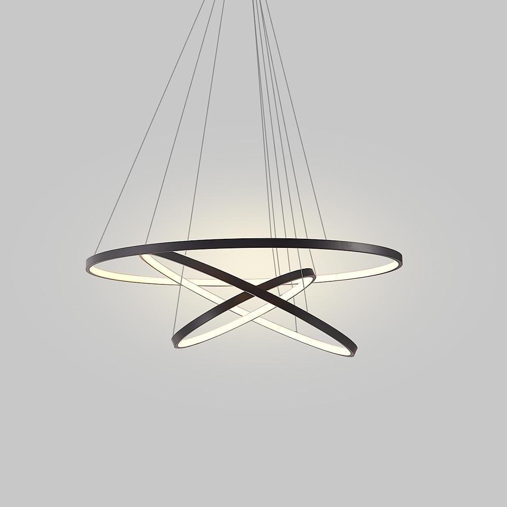 Modern 3 Ring Interweaved Circle LED Pendant Chandelier Adjustable Acrylic Hanging Light Fixture
