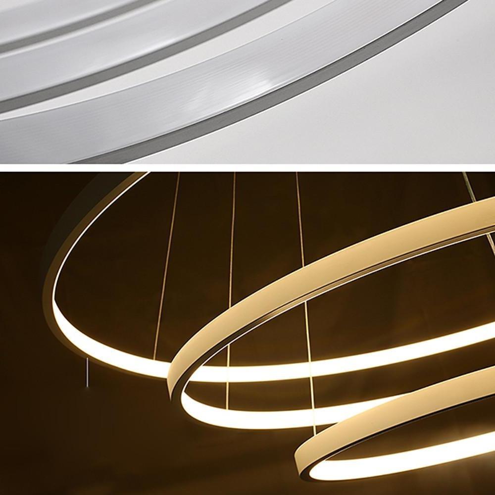 Modern 3 Ring Interweaved Circle LED Pendant Chandelier Adjustable Acrylic Hanging Light Fixture