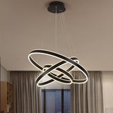 Modern 3 Ring Interweaved LED Chandelier Adjustable Circle Pendant Light for Living Dining Room