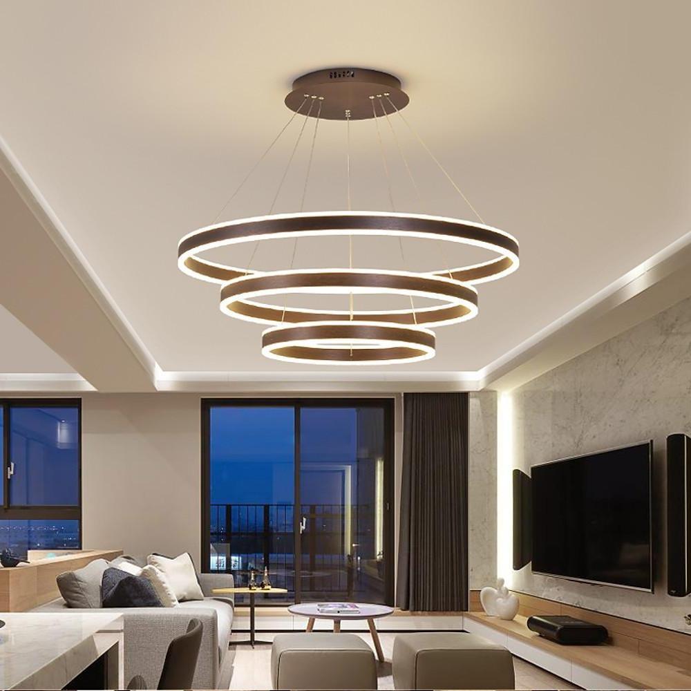Modern 3 Ring Interweaved LED Chandelier Adjustable Circle Pendant Light for Living Dining Room