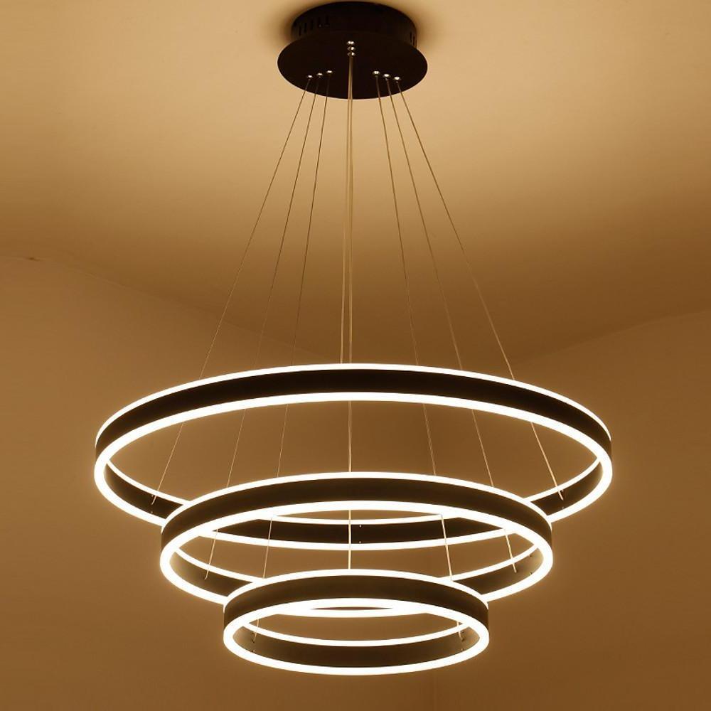 Modern 3 Ring Interweaved LED Chandelier Adjustable Circle Pendant Light for Living Dining Room