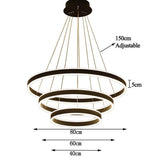 Modern 3 Ring Interweaved LED Chandelier Adjustable Circle Pendant Light for Living Dining Room