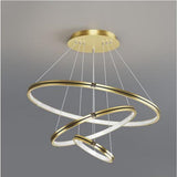 Modern 3 Ring LED Chandelier Adjustable Gold and Black Pendant Ceiling Light