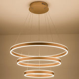 Modern 3 Ring LED Chandelier Adjustable Gold Circle Pendant Light for Foyer and Dining Room